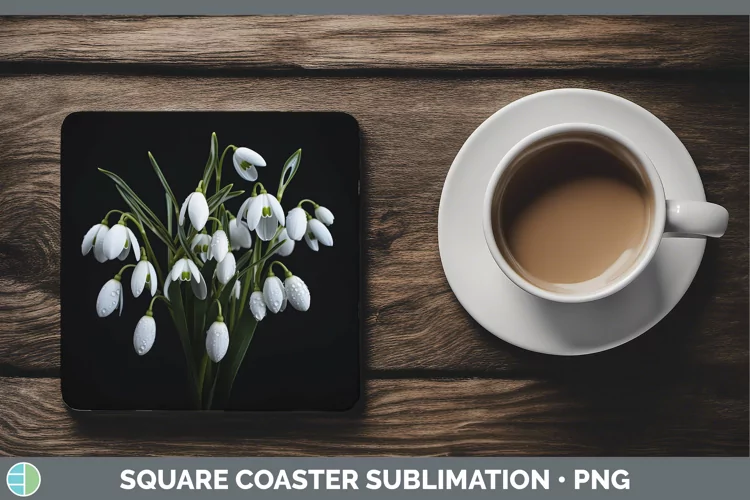 Flowers Snowdrop Square Coaster Sublimation Coaster Designs