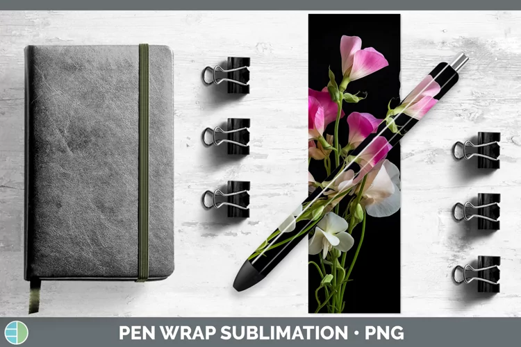Flowers Sweet Pea Pen Wrap Sublimation Epoxy Pen Designs