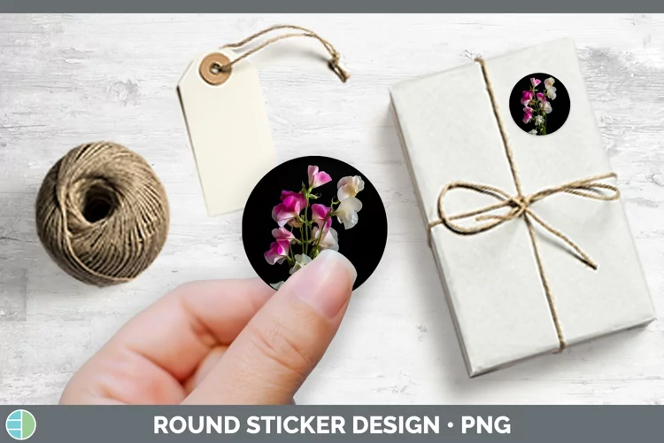 Flowers Sweet Pea Stickers | Round Labels Designs