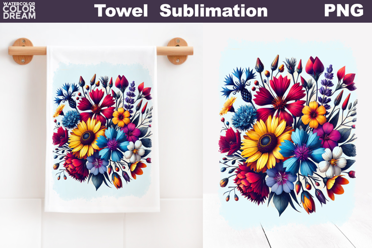 Floral Towel Sublimation | Wildflowers Kitchen Towel
