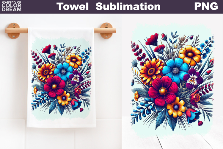Floral Towel Sublimation | Wildflowers Kitchen Towel