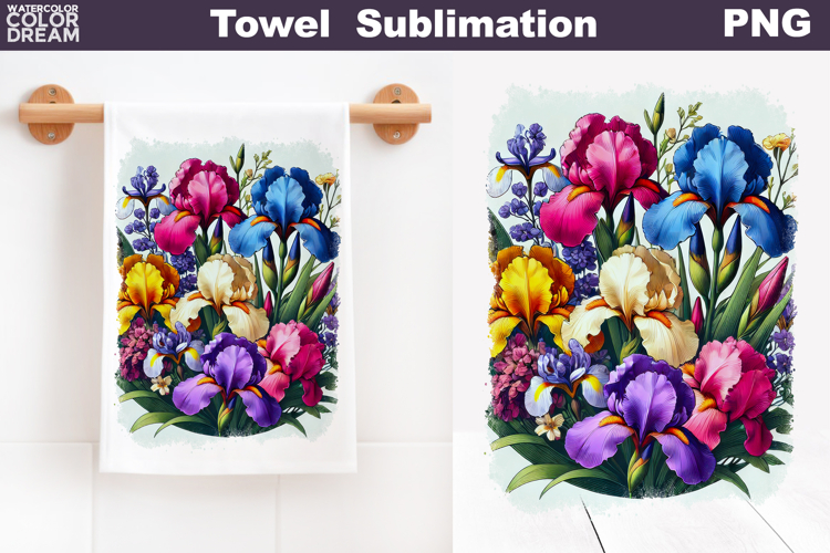 Iris Towel Sublimation | Wildflowers Kitchen Towel