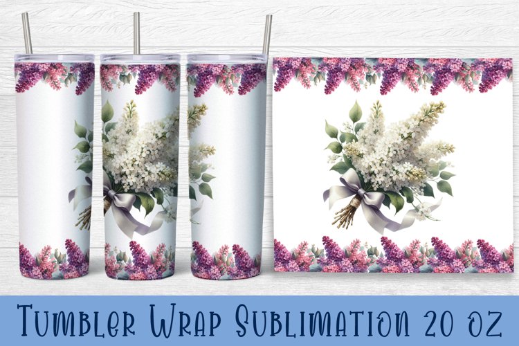 White lilac flowers Tumbler Wrap Sublimation | Floral