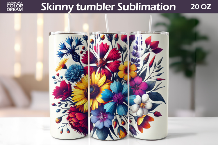 Wildflowers Tumbler Wrap | Floral Tumbler Sublimation