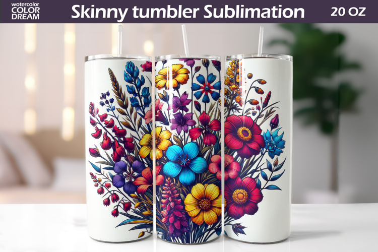 Wildflowers Tumbler Wrap | Floral Tumbler Sublimation