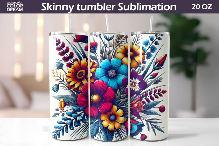 Wildflowers Tumbler Wrap | Floral Tumbler Sublimation