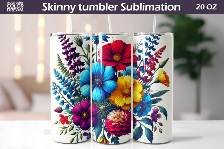 Wildflowers Tumbler Wrap | Floral Tumbler Sublimation
