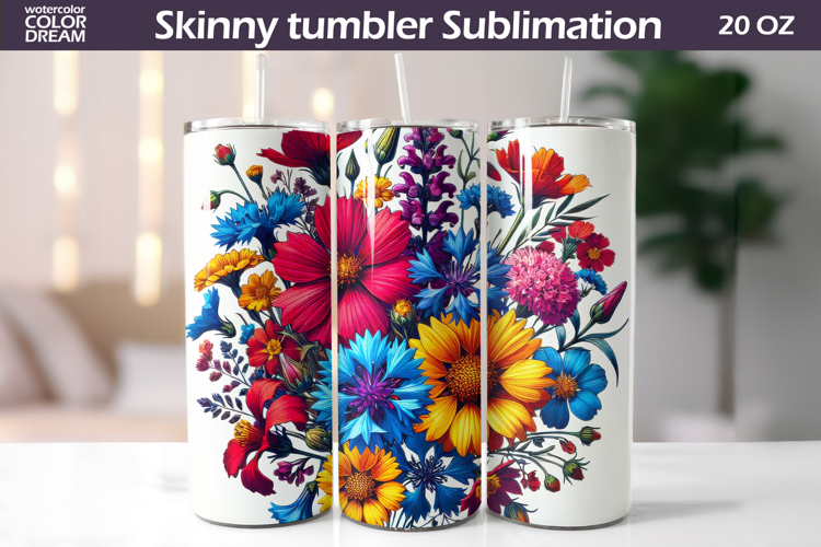 Wildflowers Tumbler Wrap | Floral Tumbler Sublimation