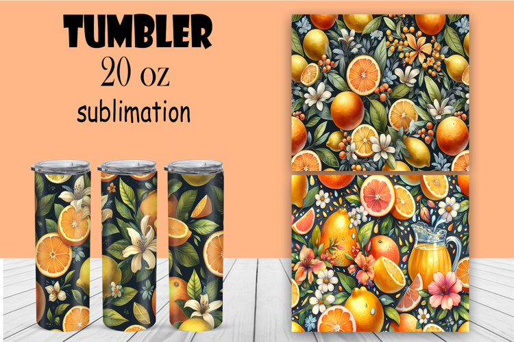 Watercolor flowers in a tumbler, flowers and fruits
