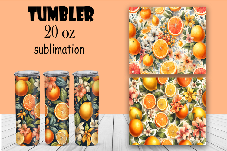 Watercolor flowers in a tumbler, flowers and fruits