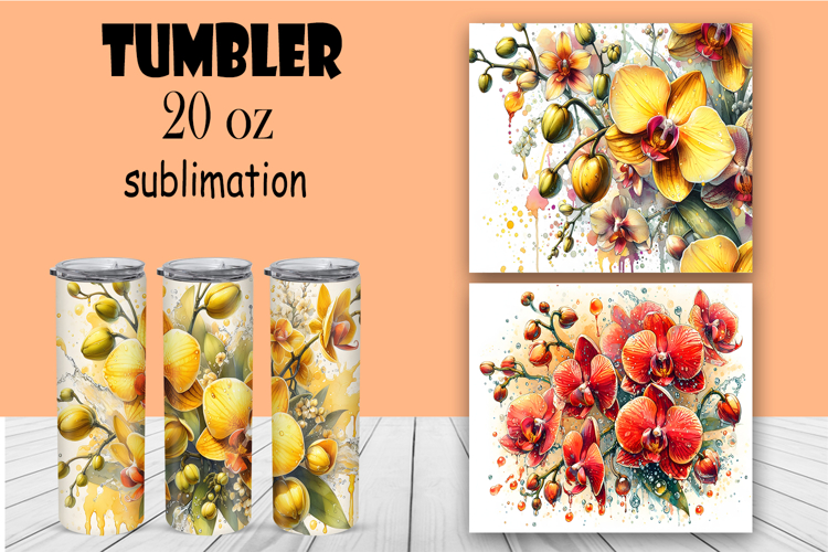 Watercolor flowers, tropical, roses tumbler