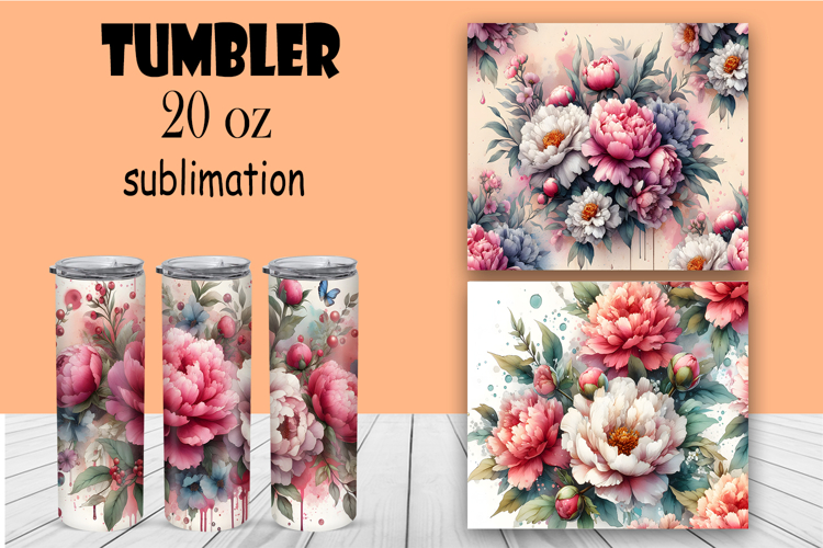 Watercolor flowers, tropical, roses tumbler