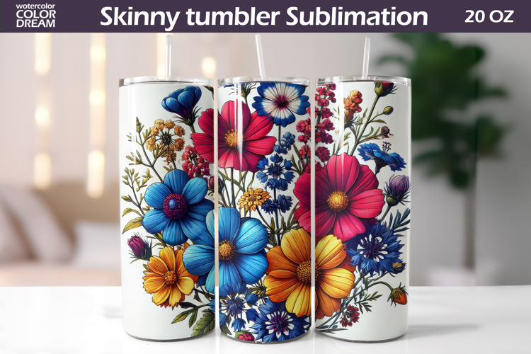 Wildflowers Tumbler Wrap | Floral Tumbler Sublimation