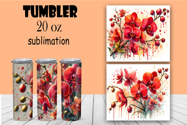 Watercolor flowers, tropical, roses tumbler