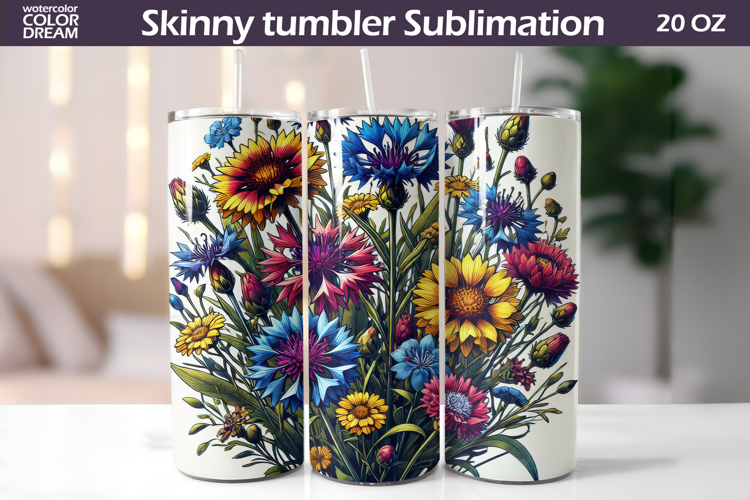 Wildflowers Tumbler Wrap | Floral Tumbler Sublimation