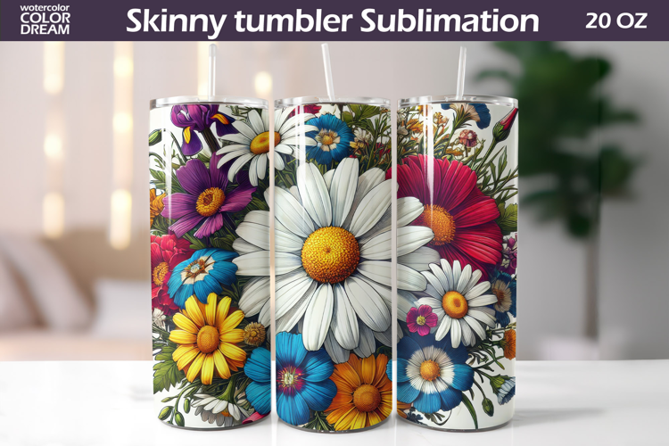 Wildflowers Tumbler Wrap | Daisy Tumbler Sublimation