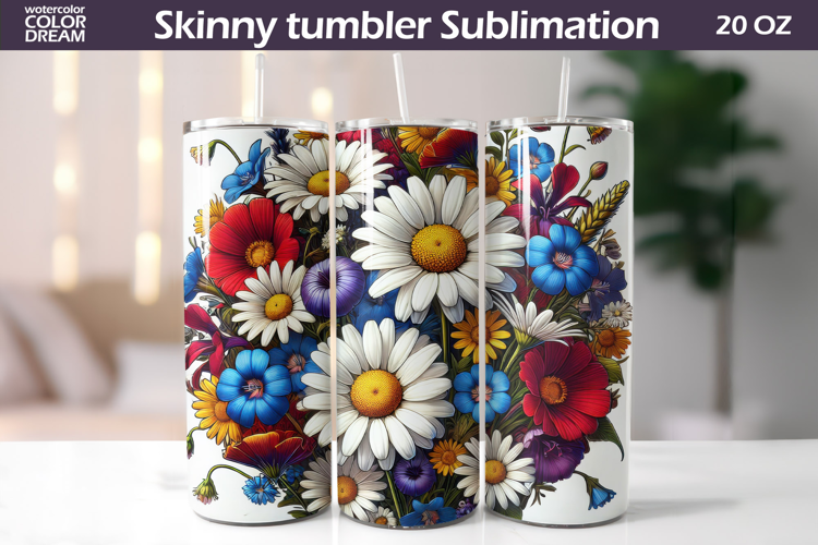Wildflowers Tumbler Wrap | Daisy Tumbler Sublimation