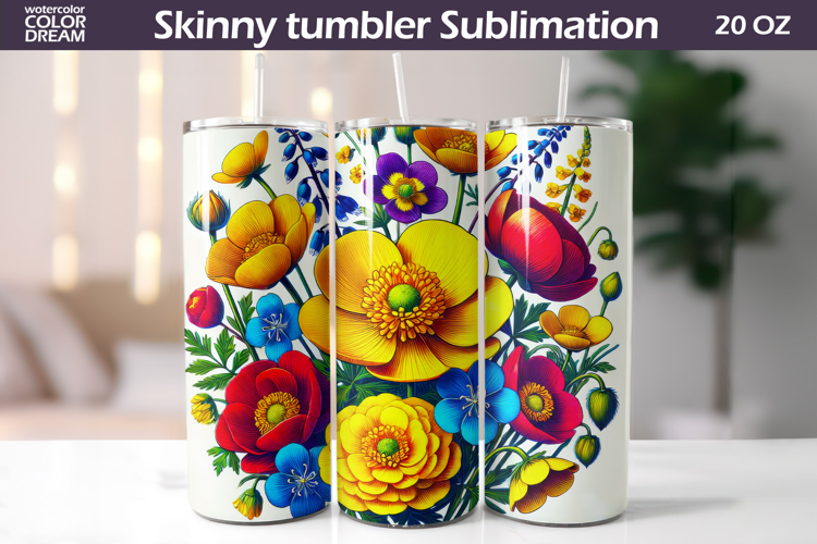 Wildflowers Tumbler Wrap | Floral Tumbler Sublimation