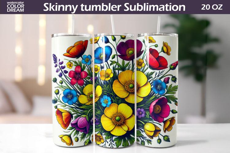Wildflowers Tumbler Wrap | Floral Tumbler Sublimation
