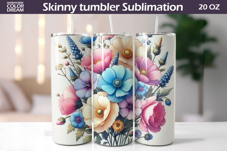 Wildflowers Tumbler Wrap | Pastel Floral Tumbler Sublimation