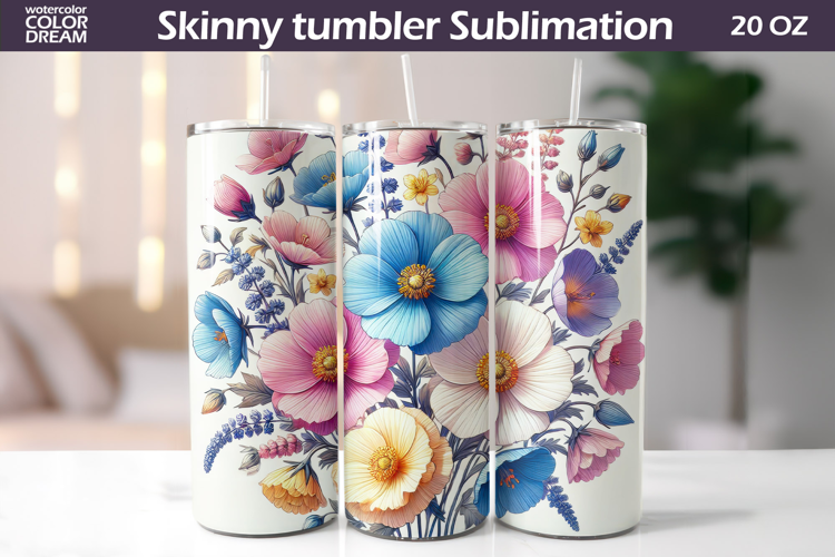 Wildflowers Tumbler Wrap | Pastel Floral Tumbler Sublimation