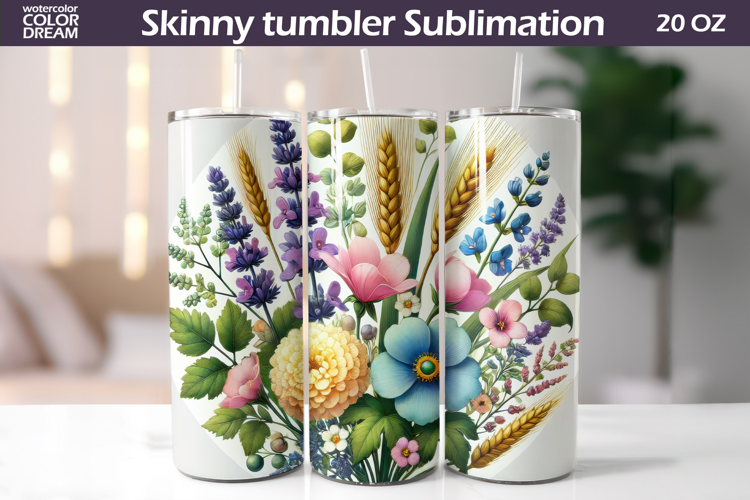 Wildflowers Tumbler Wrap | Pastel Floral Tumbler Sublimation
