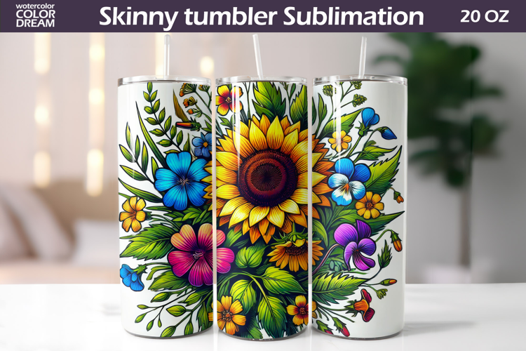 Sunflowers Tumbler Wrap | Wildflowers Tumbler Sublimation