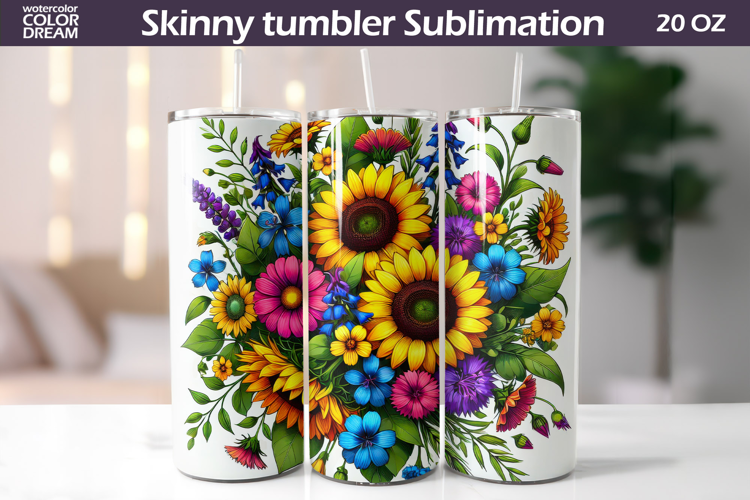 Sunflowers Tumbler Wrap | Wildflowers Tumbler Sublimation
