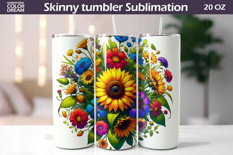 Sunflowers Tumbler Wrap | Wildflowers Tumbler Sublimation