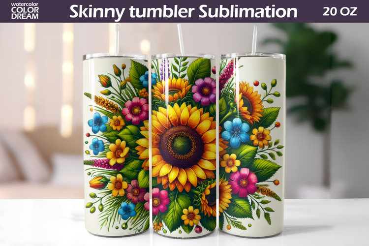 Sunflowers Tumbler Wrap | Wildflowers Tumbler Sublimation