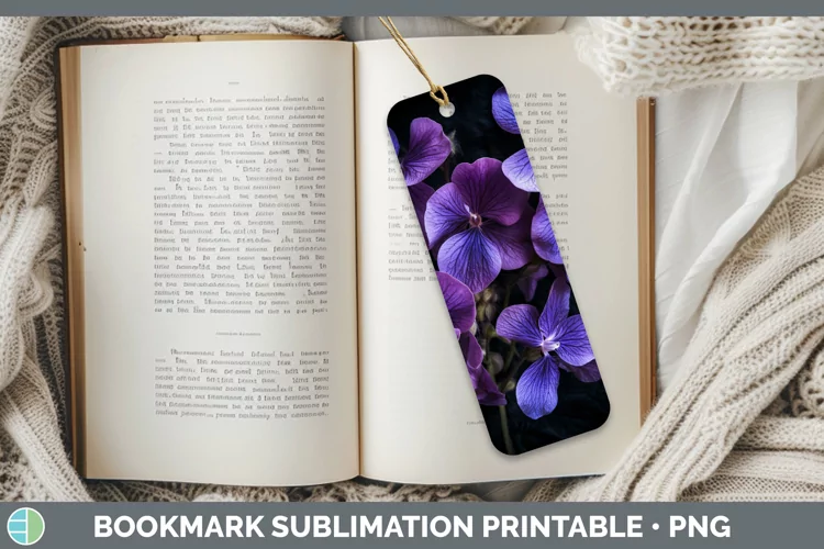 Flowers Violet Bookmark Sublimation Printable Designs