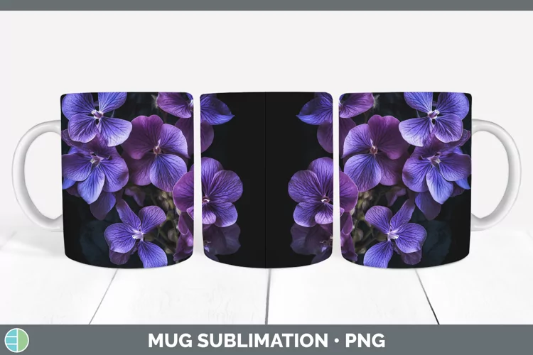 Flowers Violet Mug Wrap Sublimation Coffee Cup Designs