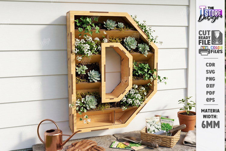 Wooden Flower Wall Letter Laser Cut | 3D Layered Letter SVG