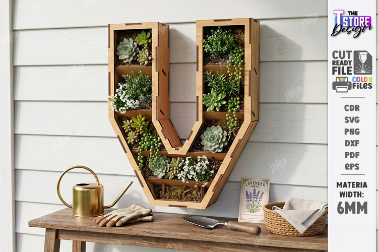 Wooden Flower Wall Letter Laser Cut | 3D Layered Letter SVG
