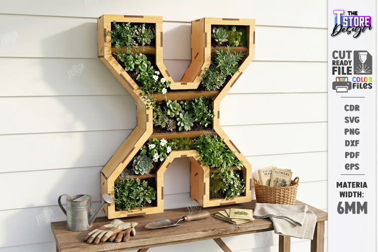 Wooden Flower Wall Letter Laser Cut | 3D Layered Letter SVG