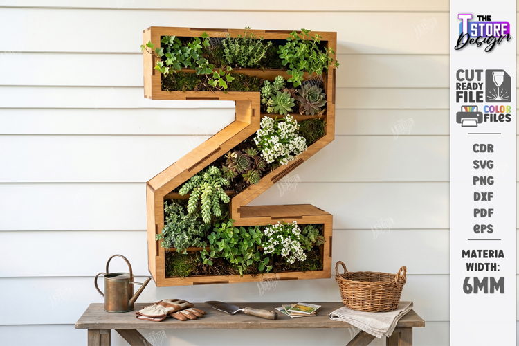 Wooden Flower Wall Letter Laser Cut | 3D Layered Letter SVG