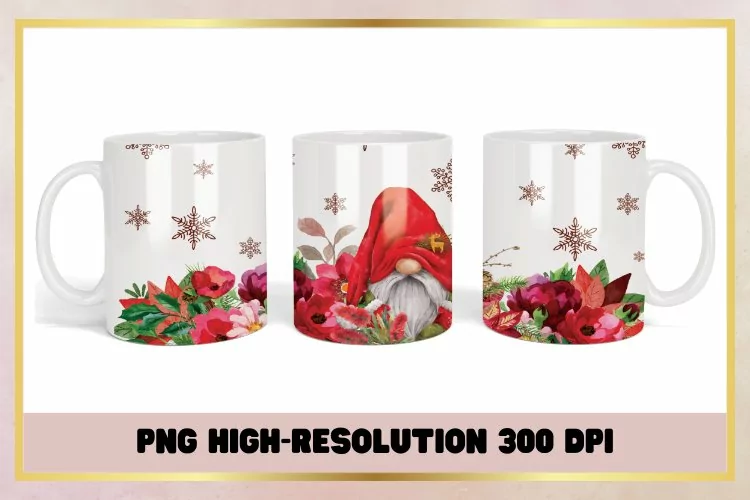 Flowers Watercolor Christmas coffee mug wrap