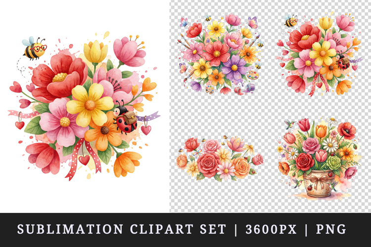 Flowers clipart printable sublimation design png