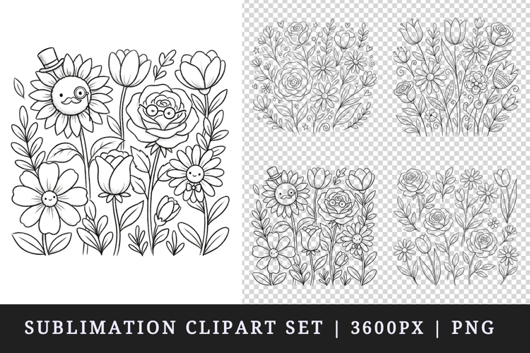 Flowers clipart printable sublimation design png