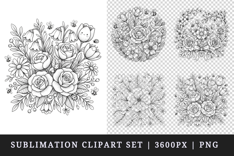 Flowers clipart printable sublimation design png