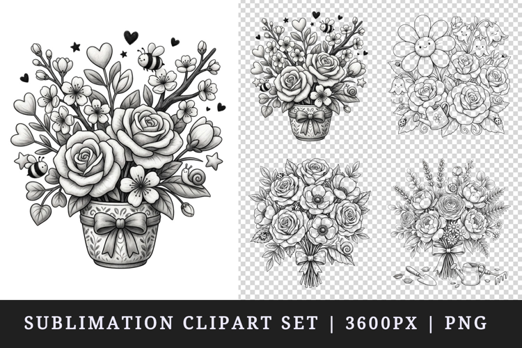 Flowers clipart printable sublimation design png