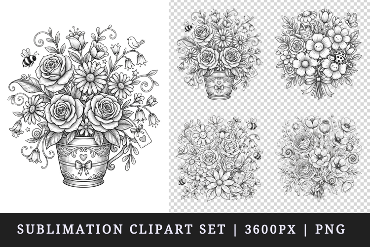 Flowers clipart printable sublimation design png