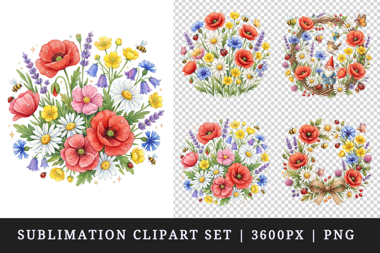 Flowers clipart printable sublimation design png