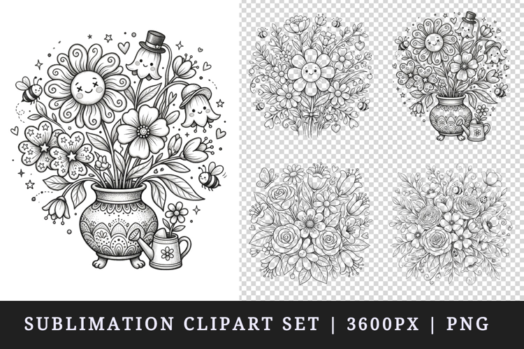 Flowers clipart printable sublimation design png
