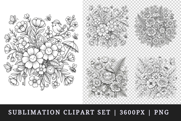 Flowers clipart printable sublimation design png