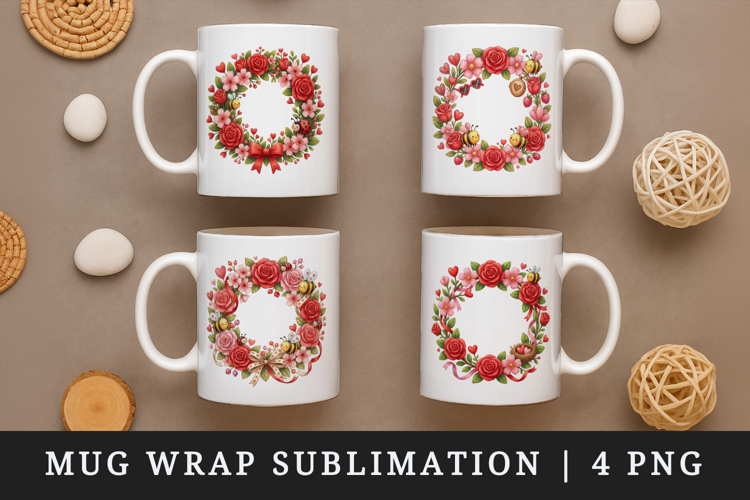 Flowers mug wrap printable sublimation design