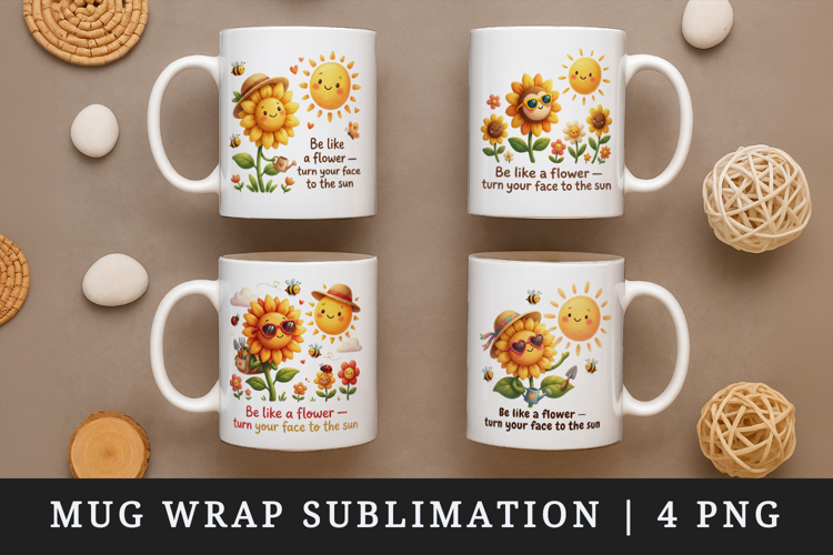 Flowers mug wrap printable sublimation design