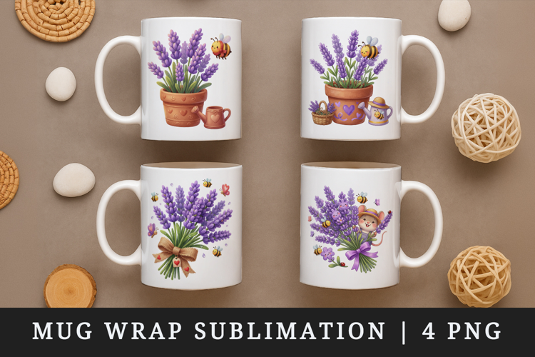 Flowers mug wrap printable sublimation design