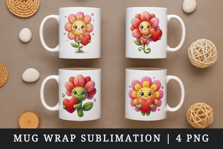 Flowers mug wrap printable sublimation design