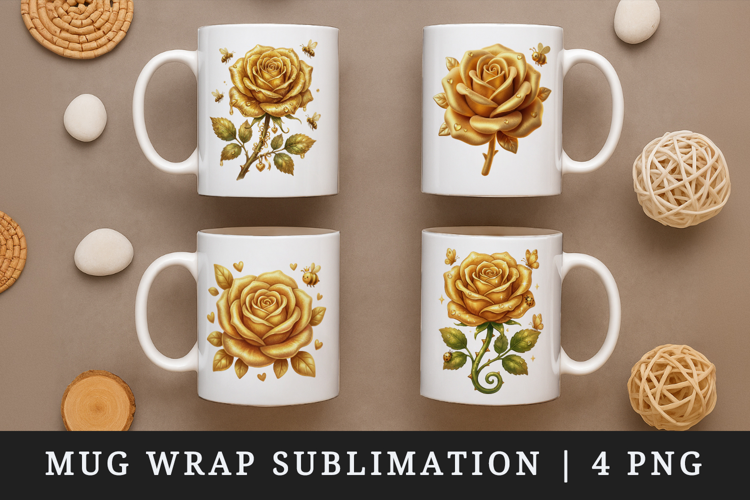 Flowers mug wrap printable sublimation design